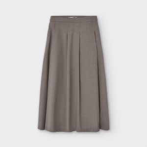 Grey Pleated Midi Skirt