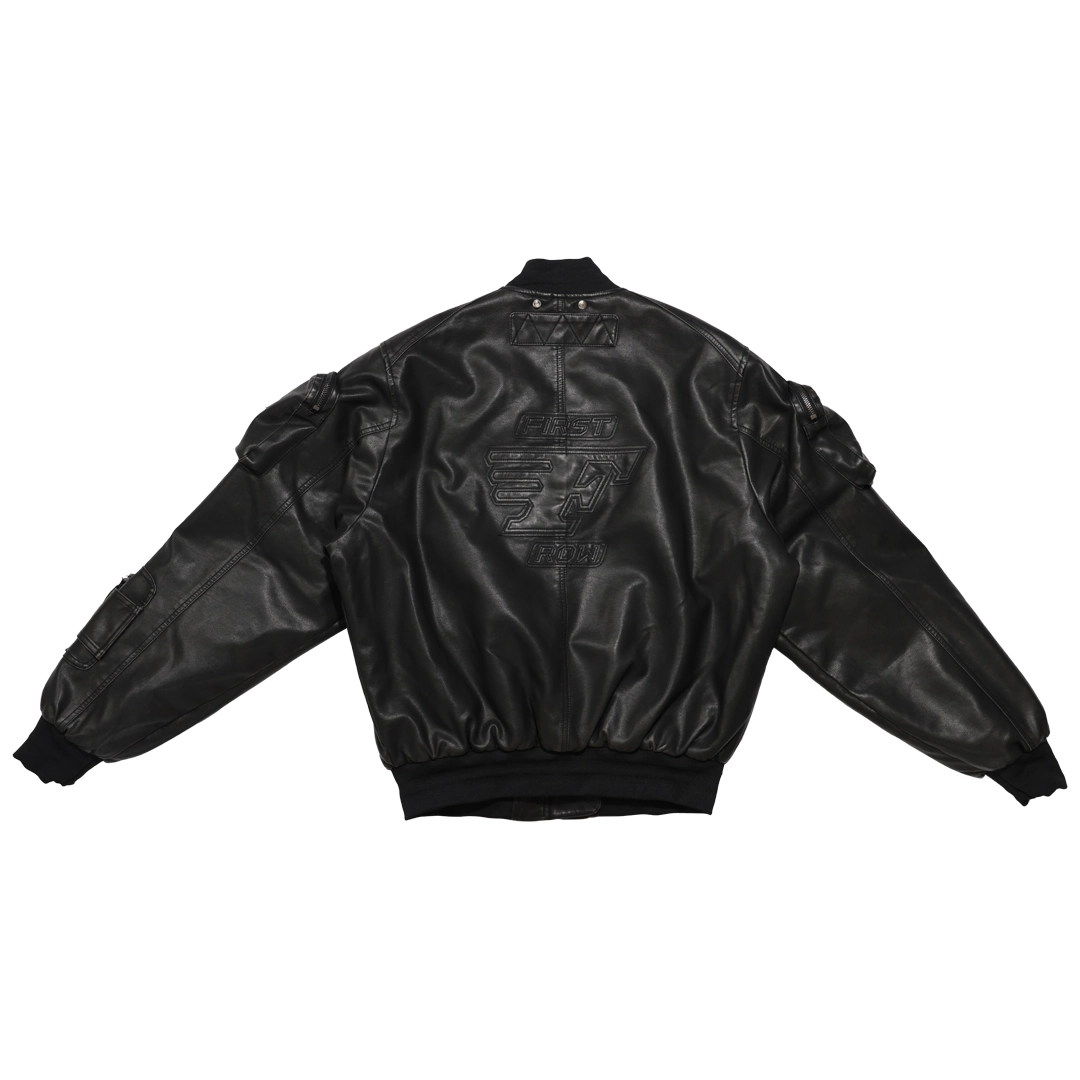 Vegan Leather Bomber Jacket - Image 2