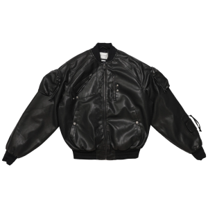 Vegan Leather Bomber Jacket