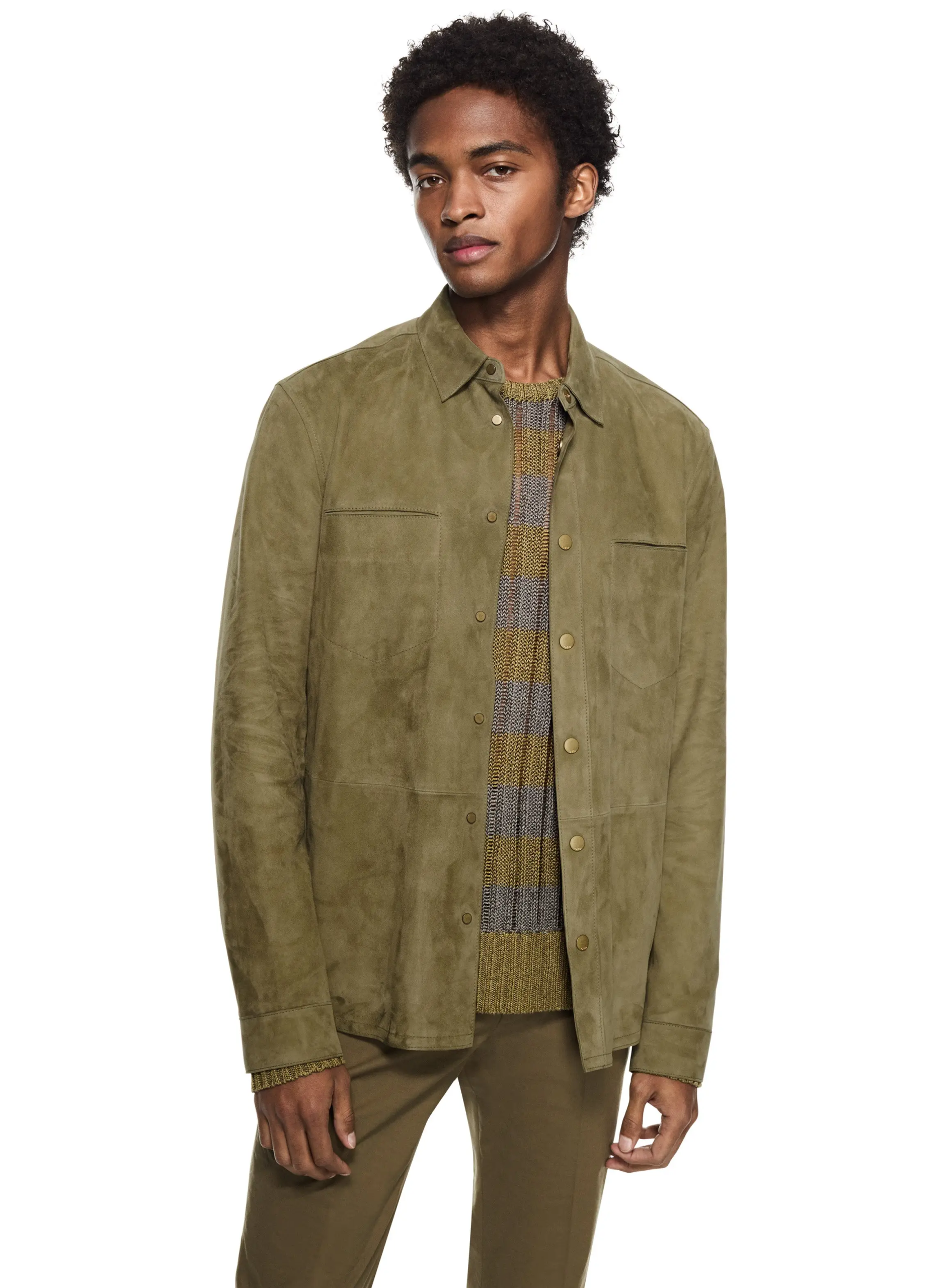Ultra-Fine Suede Shirt Jacket (Sage)
