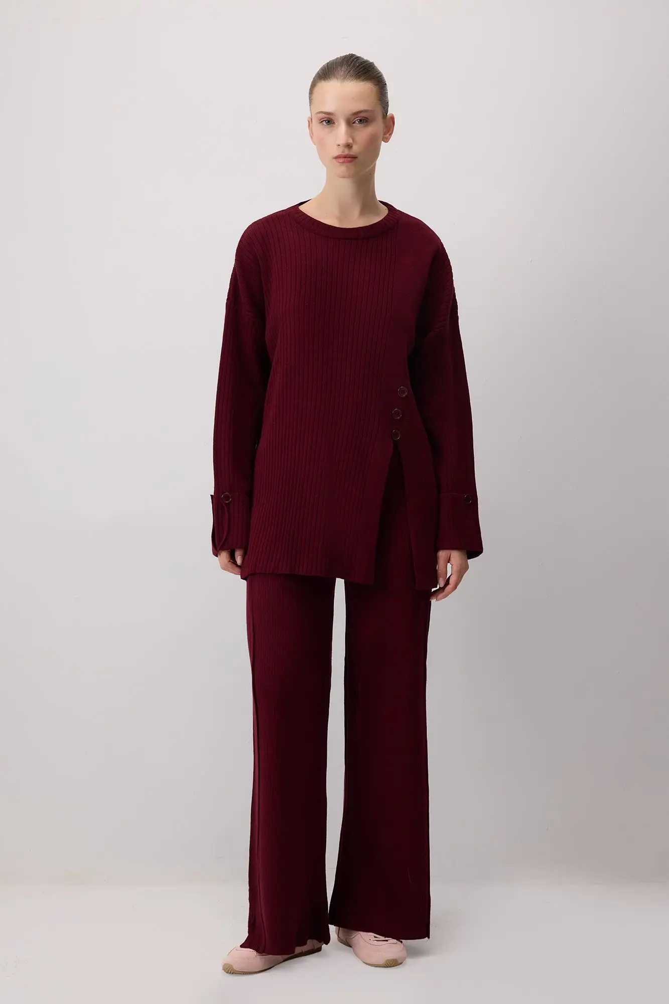 Knitwear Set with Button Detailed