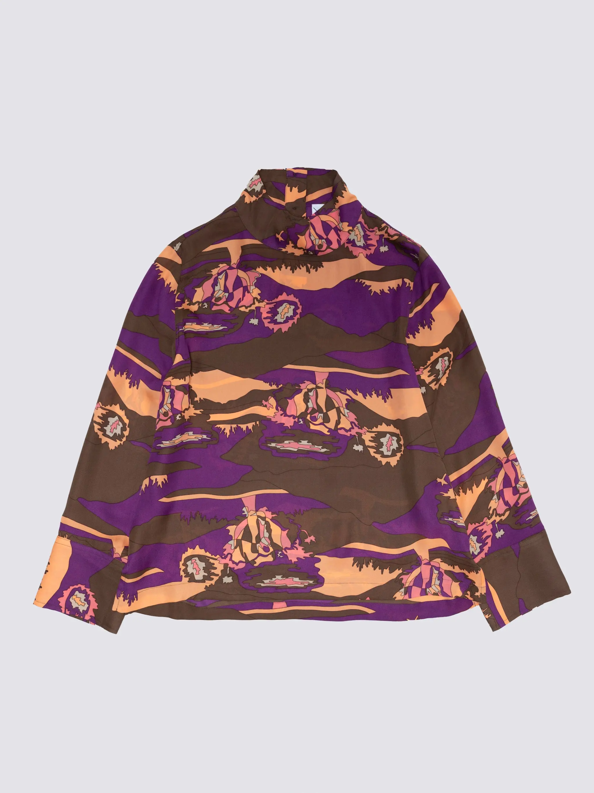 Silk Psychedelic High Neck Blouse
