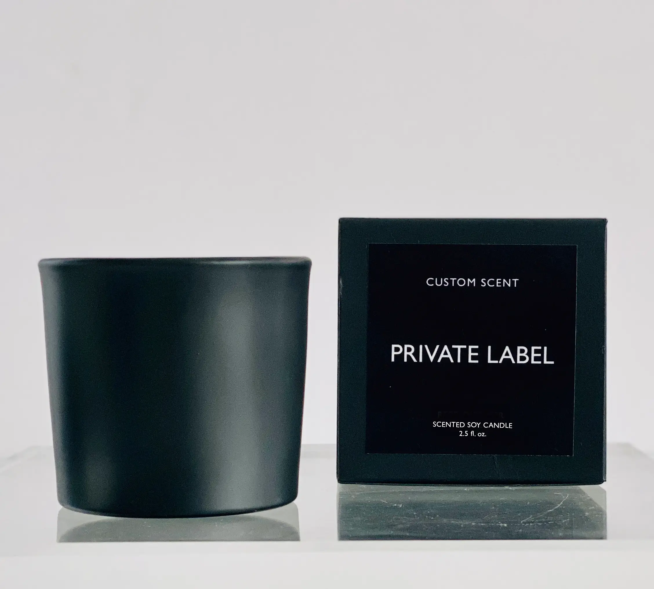 Matte Black Private Label Mini Soy Votives in Black Gift Box