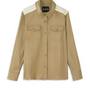 Colorblocked Cadet Shirt (Khaki)