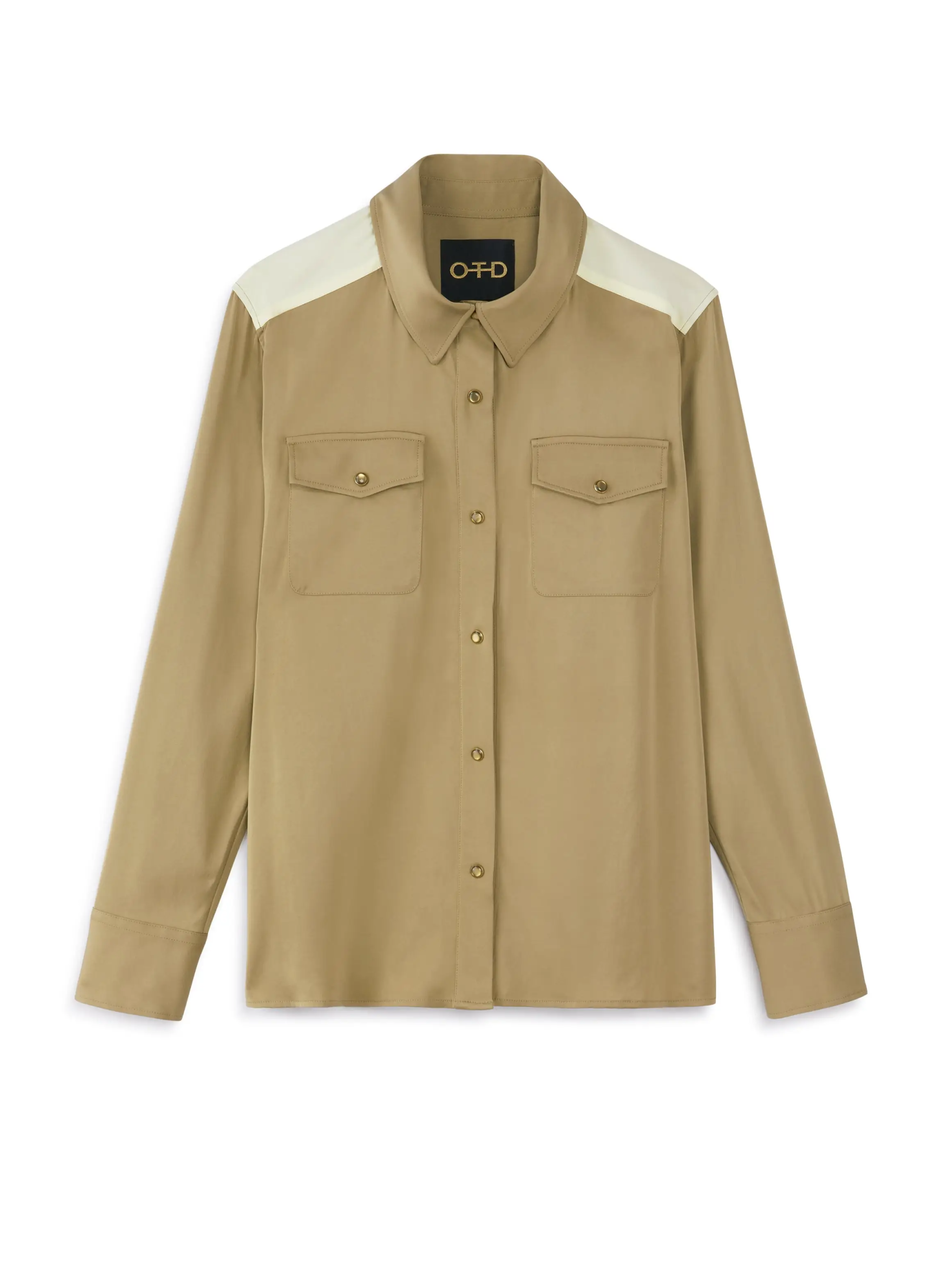 Colorblocked Cadet Shirt (Khaki)