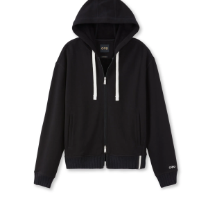 Brushed French Terry Zipped Hoodie (Black)