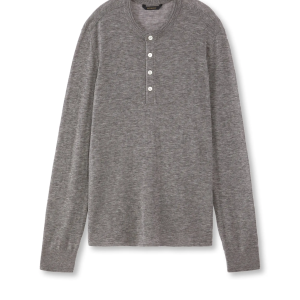 Superfine Wool Henley Sweater (Grey Heather) Superfine Wool Henley Sweater (Grey Heather)