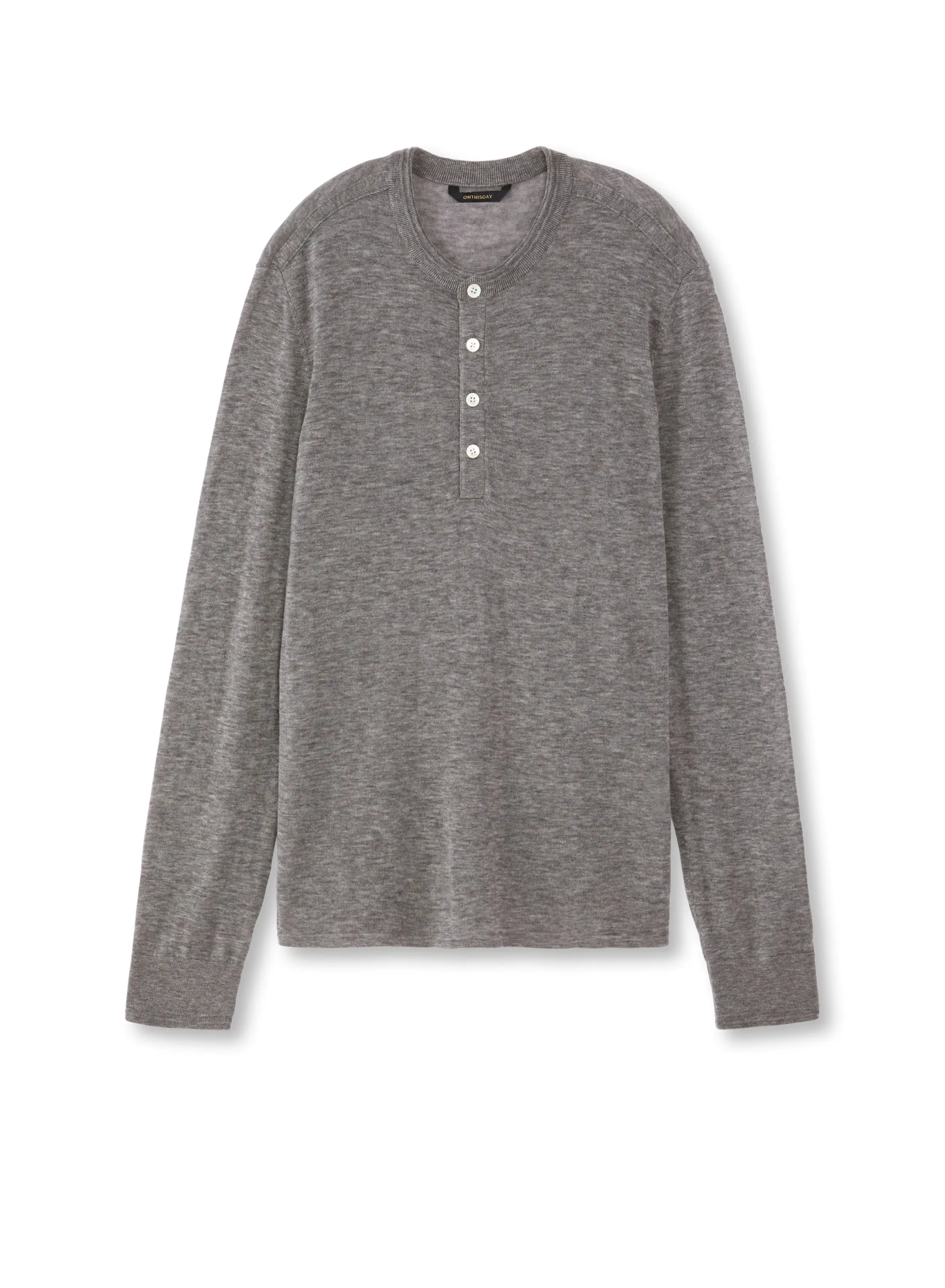 Superfine Wool Henley Sweater (Grey Heather)