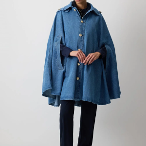 Hooded Denim Poncho