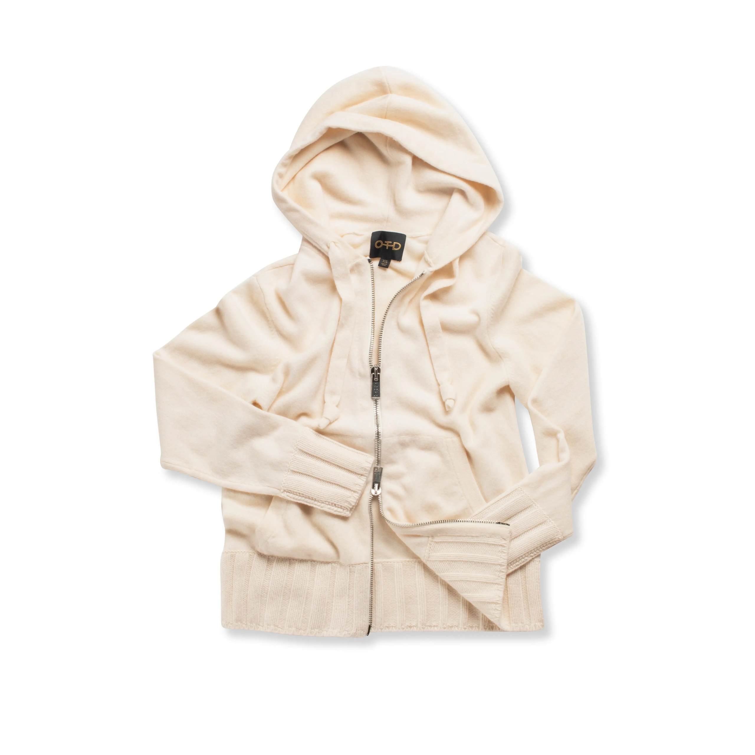 Cashmere-Blend Zipped Hoodie (Ivory)