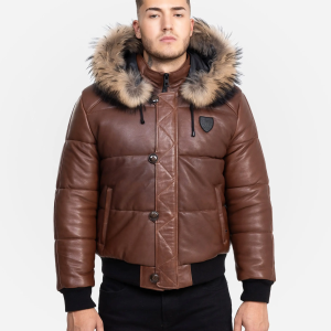 Arctic Winter Leather Coat with Natural Fur