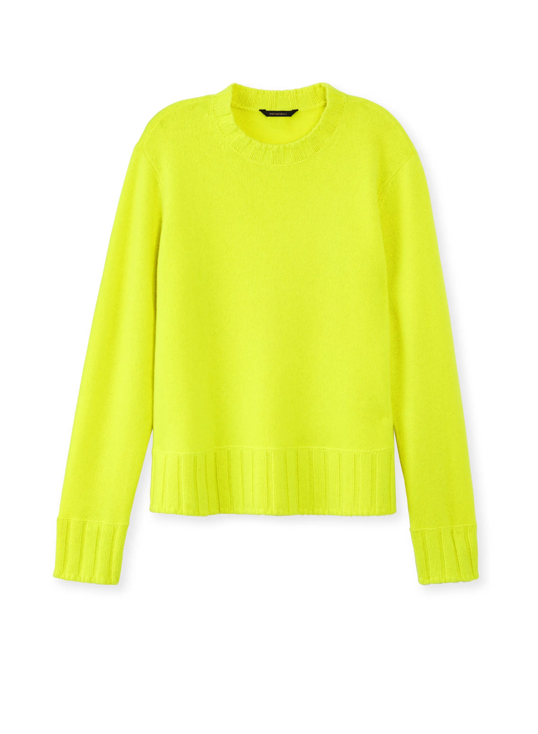 Cashmere-Blend Crewneck Sweater (Neon Yellow)