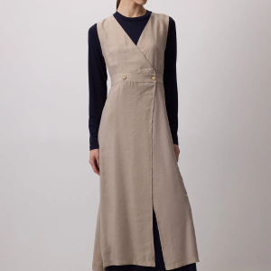 Double-Breasted Pleated Dress