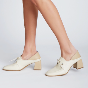 Focus Heeled Loafers White/Tan Arequipe Leather Womens Shoes