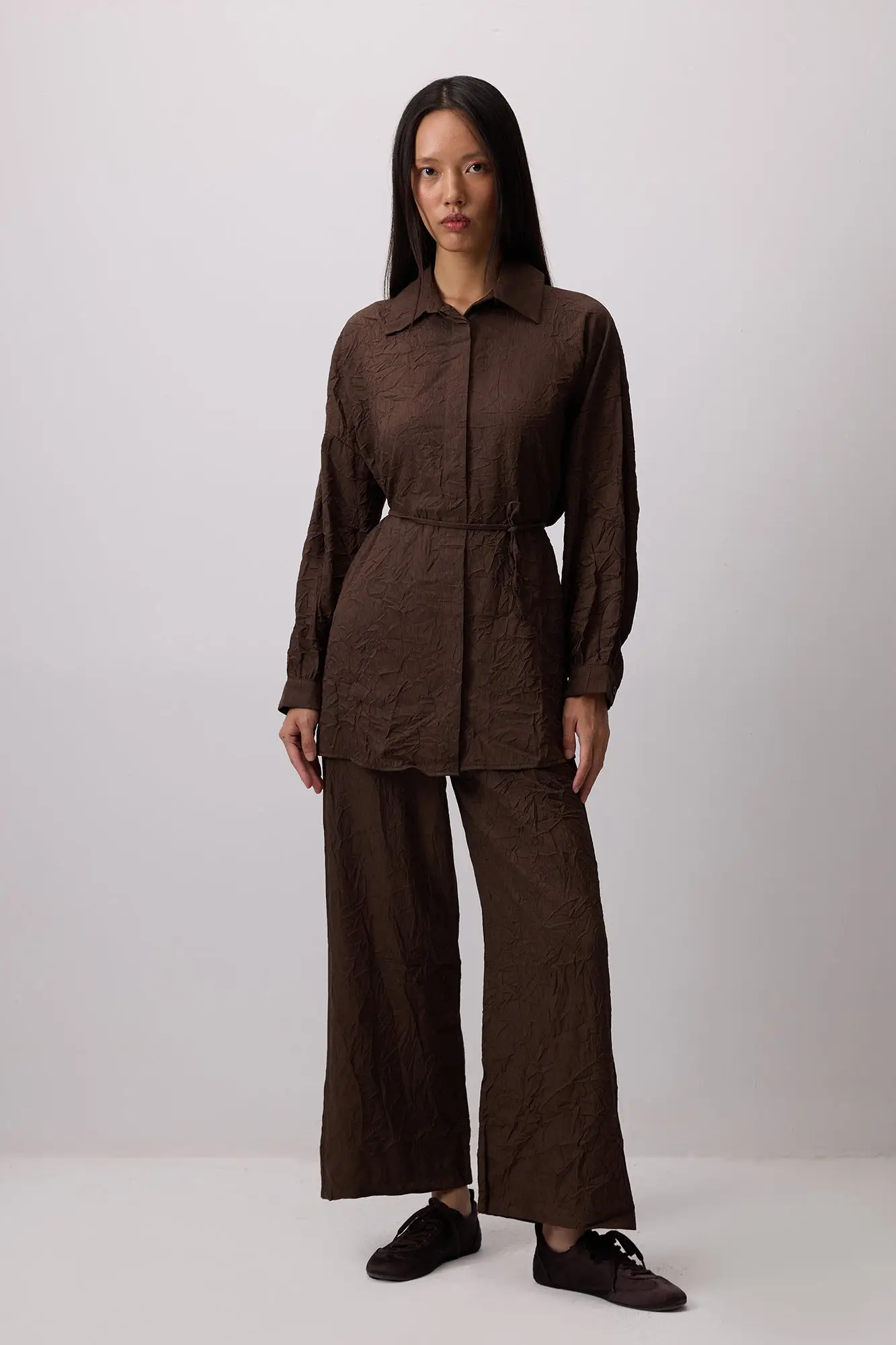 Crushed Texture Shirt & Pants Set – Relaxed Fit