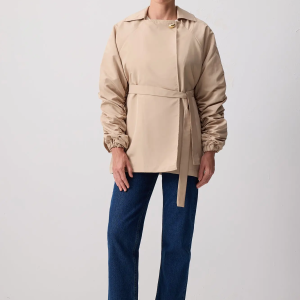 Gathered Sleeve Belted Utility Jacket – Cotton Blend
