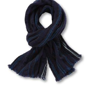 Multi-Striped Wool Scarf (Navy)