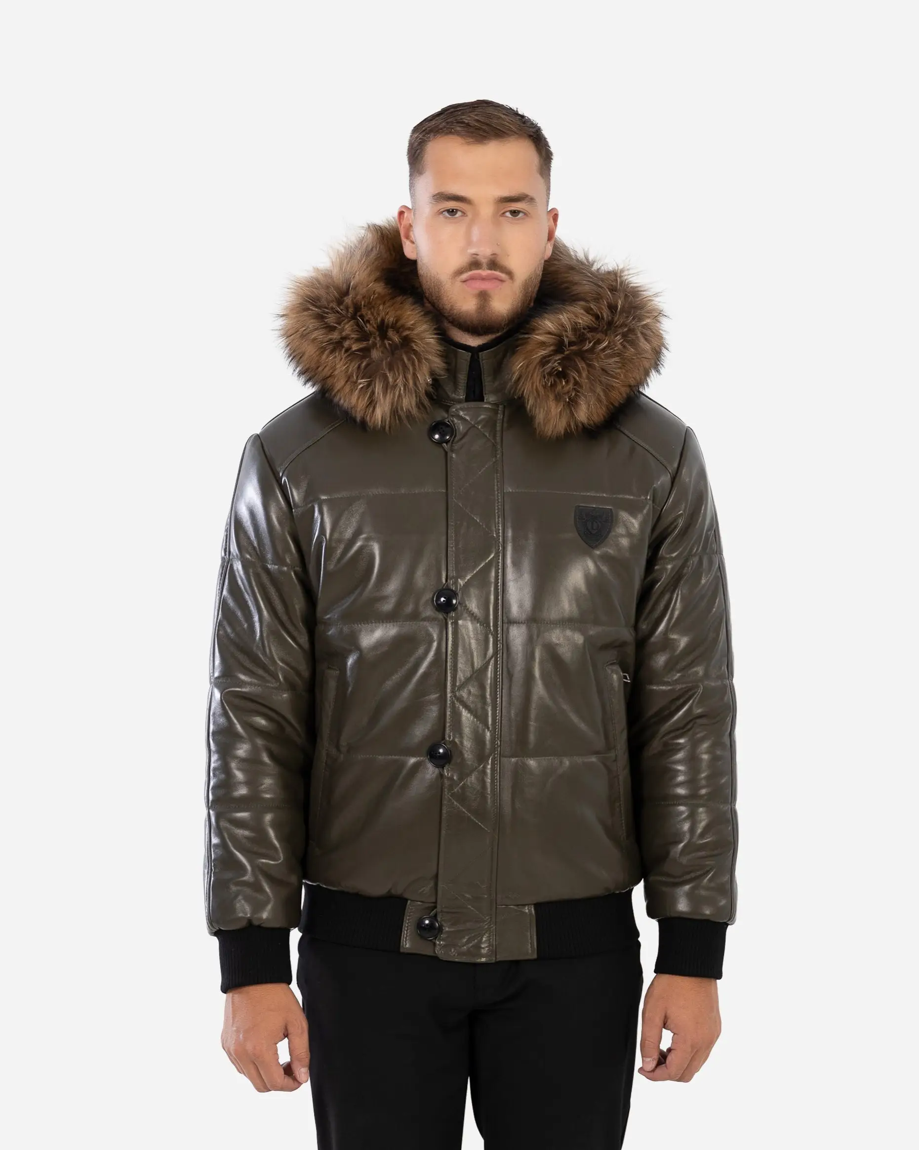 Arctic Men’S Winter Leather Coat with Natural Fur