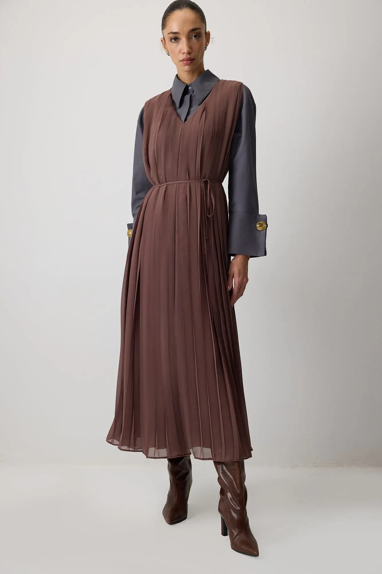 Pleated Chiffon Dress