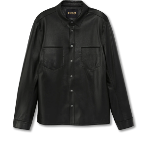 Leather Shirt Jacket (Black)