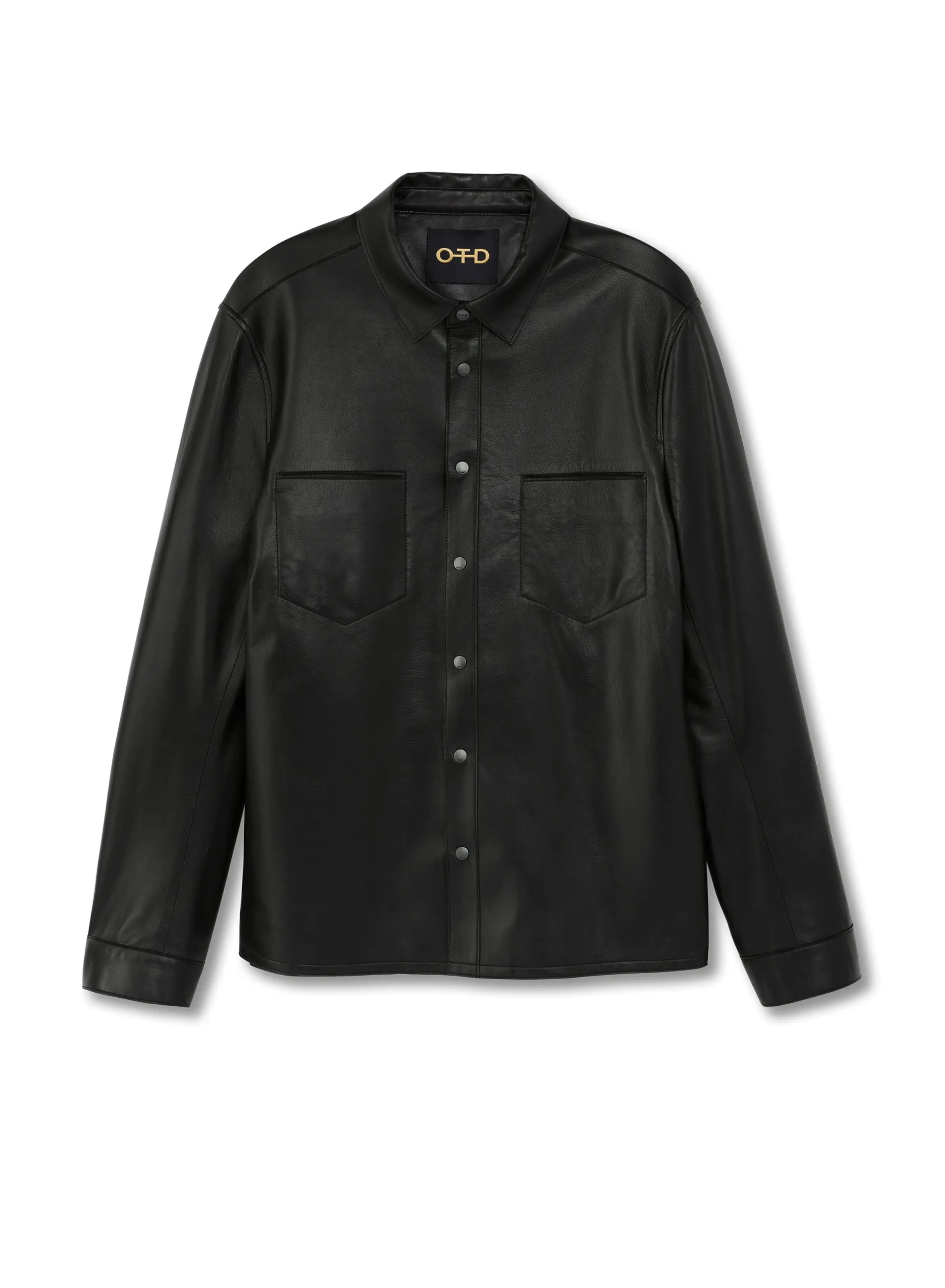 Leather Shirt Jacket (Black)