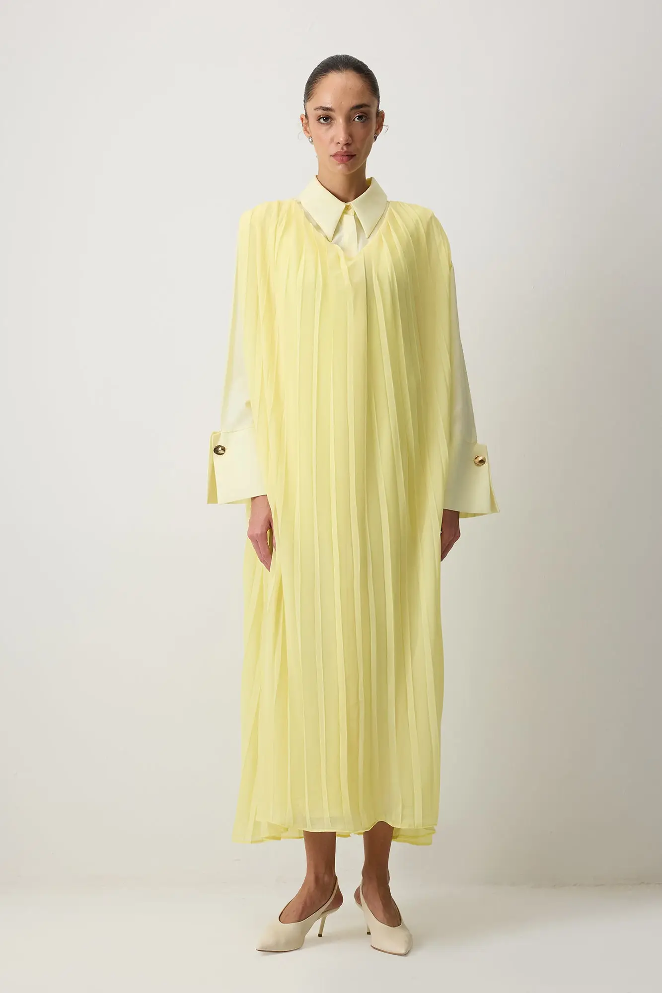 Pleated Chiffon Dress