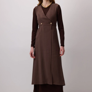 Double-Breasted Pleated Dress