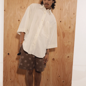 Oversized Shirt in Off-White Washed Silk Linen Oversized Shirt in Off-White Washed Silk Linen